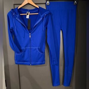 NWT Vibrant Blue Full Zip and Leggings Set Lounge size S-L